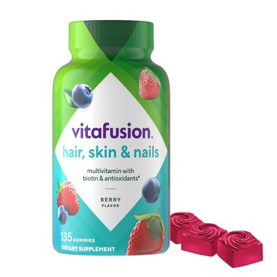 Vitafusion Gorgeous Hair Skin & Nails Supplement Gummies - Berry - 135ct *Exp 11/26*