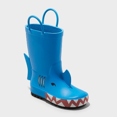 Kids' 10T Lennon Shark Rain Boots - Cat & Jack Waterproof Mid Calf, Pull-On, Non-Marking Outsole