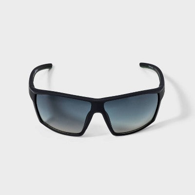 Men's Rubberized Plastic Wrap Sport Sunglasses with Gradient Lenses - All In Motion  Black: Scratch-Resistant, UV Protection