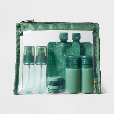8pc Complete Travel Toiletry Set Dark Ivy - Open Story