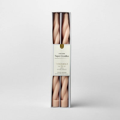 4pk Taper Candle Set Light Pink Twist - Threshold