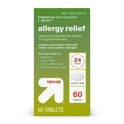 Allergy Relief Adult Cetirizine Tablets - 60ct - Up & Up *Exp 08/2026*