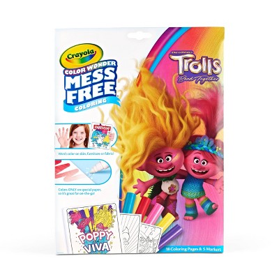 Crayola Color Wonder Trolls 3 Foldalope: Mess Free Coloring Book for Kids, Non-Toxic, Includes Markers, Ages 3+ *Damaged Package*