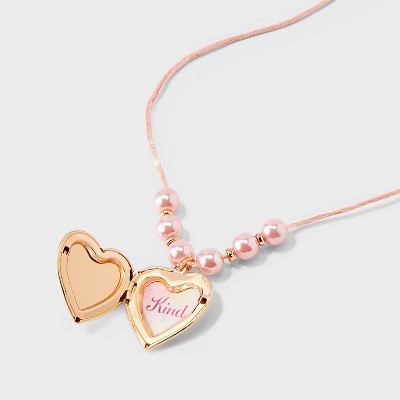 Girls' Pink Bow Locket Necklace - Cat & Jack