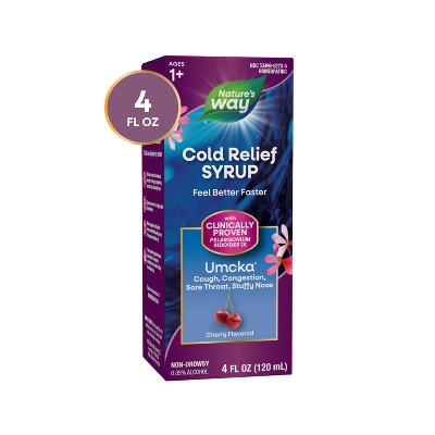Nature's Way Cold Relief Syrup - Umcka - Cherry Flavored - 4 fl oz *Exp 10/31/25* *Damaged Box* *Packaging May Vary*