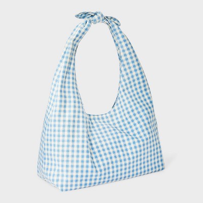 Knotted Slouchy Shoulder Tote Bag - Universal Thread Blue Gingham