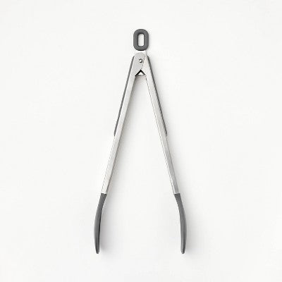 12 Inch Stainless Steel Tong with Silicone Tip Dark Gray - Figmint : Dishwasher-Safe Cooking Tool, 13.52 Length