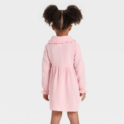 Girls' 4T - Hello Kitty Long Sleeve Gauze Dress - Pink