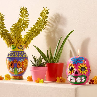Calavera Unscented Dia de Muertos Sculpted Candle