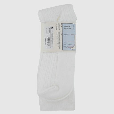 Girls' Size M(9-2.5) Casual Knee High Socks - Cat & Jack 2pk White : Polyester Banded Cuff