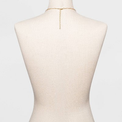 Paper Clip Chain Short Necklace - A New Day  Gold: Brass Collar Necklace with Lobster Claw Clasp, 16 Length
