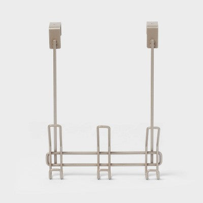 3 Hook Over The Door Silver - Threshold Steel, Powder-Coated, No Assembly, 15 lb Capacity, Decorative Rack