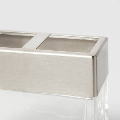 Rectangle Glass with Metal Toothbrush Holder Clear - Threshold