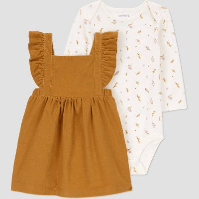 Girls' 3M Carter's Just One You 2pc Floral Ruffle Jumper Set - Brown
