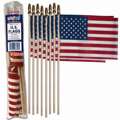 Betsy Flags 4x6 Inch U.S. Stick Flags 8 ct *Damaged Package*