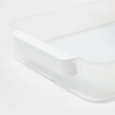 Click in Place 6.7qt Clear Shallow Plastic Storage Bin with White Latch for Home and Office Organization - Brightroom