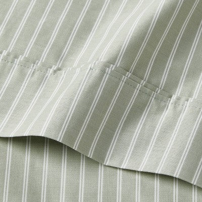 Standard 400 Thread Count Performance Pillowcase Green Stripe - Threshold