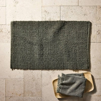 21"x34" Textured Bath Mat Olive - Casaluna