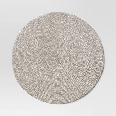 Polyround Charger Placemat Light Gray - Threshold : Round Table Decor, Traditional Style, Spot Clean, 15" Diameter
