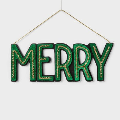 Wood and Felt 'Merry' Christmas Tree Ornament - Wondershop