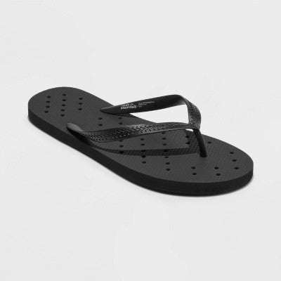 Size M Shower Flip Flops Black - Room Essentials