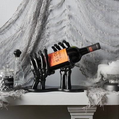 Black High Gloss Resin Halloween Wine Bottle Holder - Hyde & EEK! Boutique
