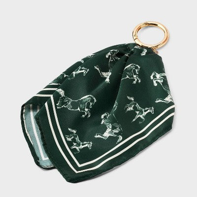 Horse Pattern Scarf Bag Charm - A New Day  Dark Green