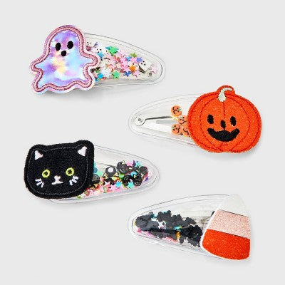 Girls' 4pk Shaker Halloween Snap Clips - Cat & Jack  Purple/Blue