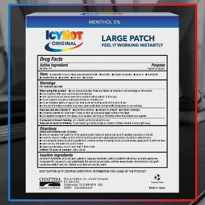 Icy Hot Medicated Patch Back - 5ct *Exp 04/2027* *Damaged Box*