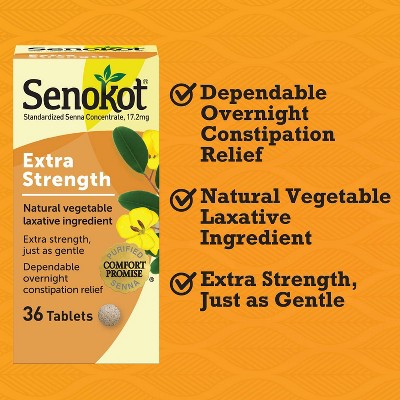 Senokot Extra Strength Natural Vegetable Ingredient Laxative - 36ct **Exp:12/2027**