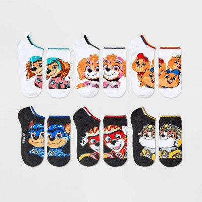 Boys' S/M PAW Patrol 6pk No Show Socks - Black/White
