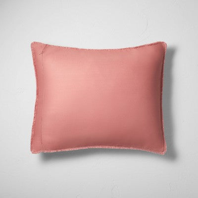 King Textured Chambray Cotton Pillow Sham Rose - Casaluna : Zipper Closure, 250 Thread Count