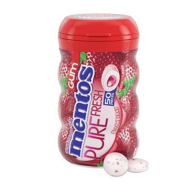 Mentos Strawberry Gum Bottle - 50ct *Best By 07/2027*