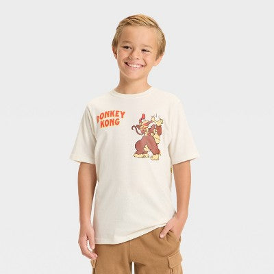 Boys' S (6/7) Donkey Kong Short Sleeve Graphic T-Shirt - Off-White