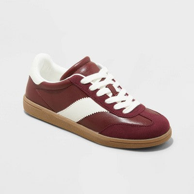 Women's 8.5 Spencer Fashion Sneakers with Memory Foam Insole - Universal Thread Burgundy Lace Up, Low Top, Textured Outsole