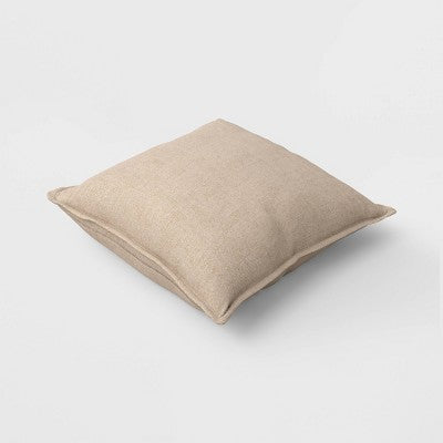 Square Linen Throw Pillow with Flange Neutral - Threshold