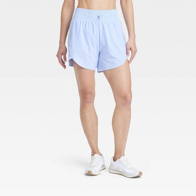 Women's Size M Flex Woven High-Rise Shorts 5" - All In Motion Periwinkle Blue M: Recycled Polyester, Spandex, Adjustable Waistband