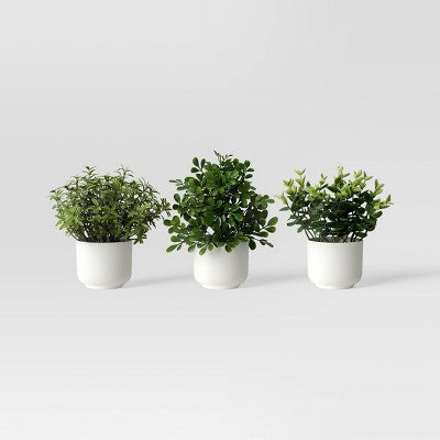 Herb Artificial Plant in White Pot