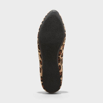 Women's 7.5 Claire Knit Washable Ballet Flats - A New Day Light Brown Pull-On, Removable Footbed