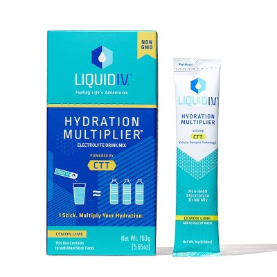 Liquid IV Hydration Multiplier - Lemon Lime - 10ct/0.56oz *Best By 04/28/2027* *Damaged Box*  *Packaging May Vary*