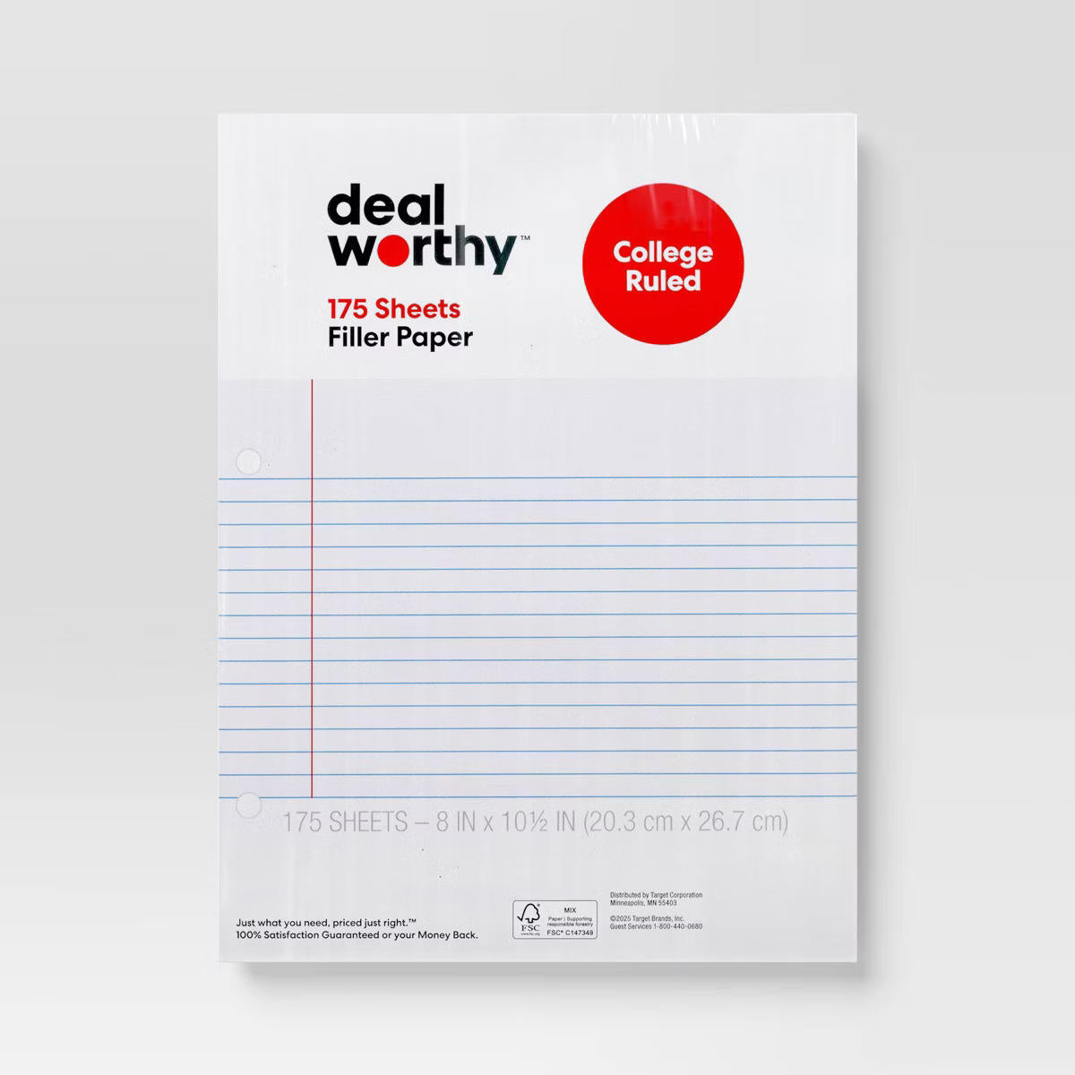 dealworthy College Ruled Filler Paper 175ct