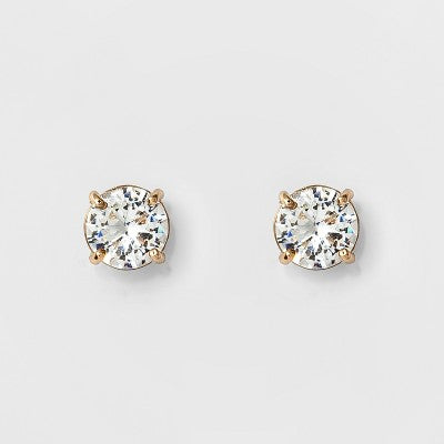 Women's Round Crystal Stud Earring - A New Day  Gold