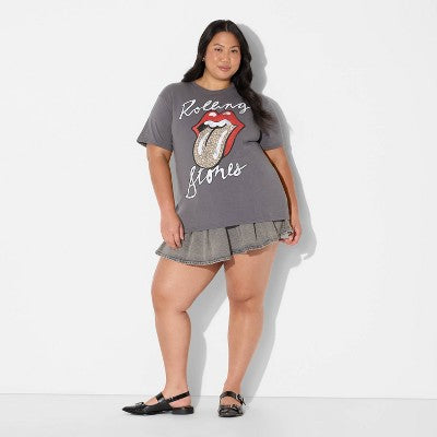 Women's XS The Rolling Stones Leppard Short Sleeve Graphic T-Shirt - Gray