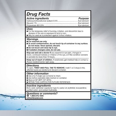 Refresh Optive Advanced Preservative Free Lubricant Eye Drops - 0.3 fl oz/30ct *Exp 12/26*