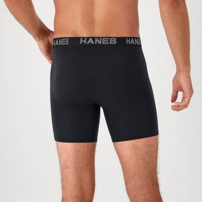 Men's L - Hanes Premium 3pk Boxer Briefs Total Support Pouch - Gray/Black