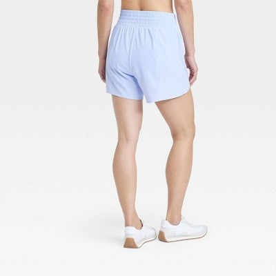 Women's Size M Flex Woven High-Rise Shorts 5" - All In Motion Periwinkle Blue M: Recycled Polyester, Spandex, Adjustable Waistband