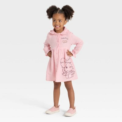 Girls' 4T - Hello Kitty Long Sleeve Gauze Dress - Pink
