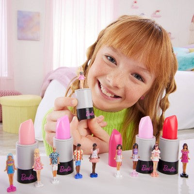 Barbie Mini BarbieLand Fashionistas Dolls, 1.5-inch Dolls in Lipstick Tube, Surprise Reveal *Color & Style Chosen at Random*