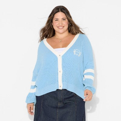 Women's 1X - Game Day V-Neck Button-Front Cardigan - Wild Fable Light Blue