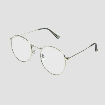 Men's Round Blue Light Filtering Glasses - Original Use  Silver